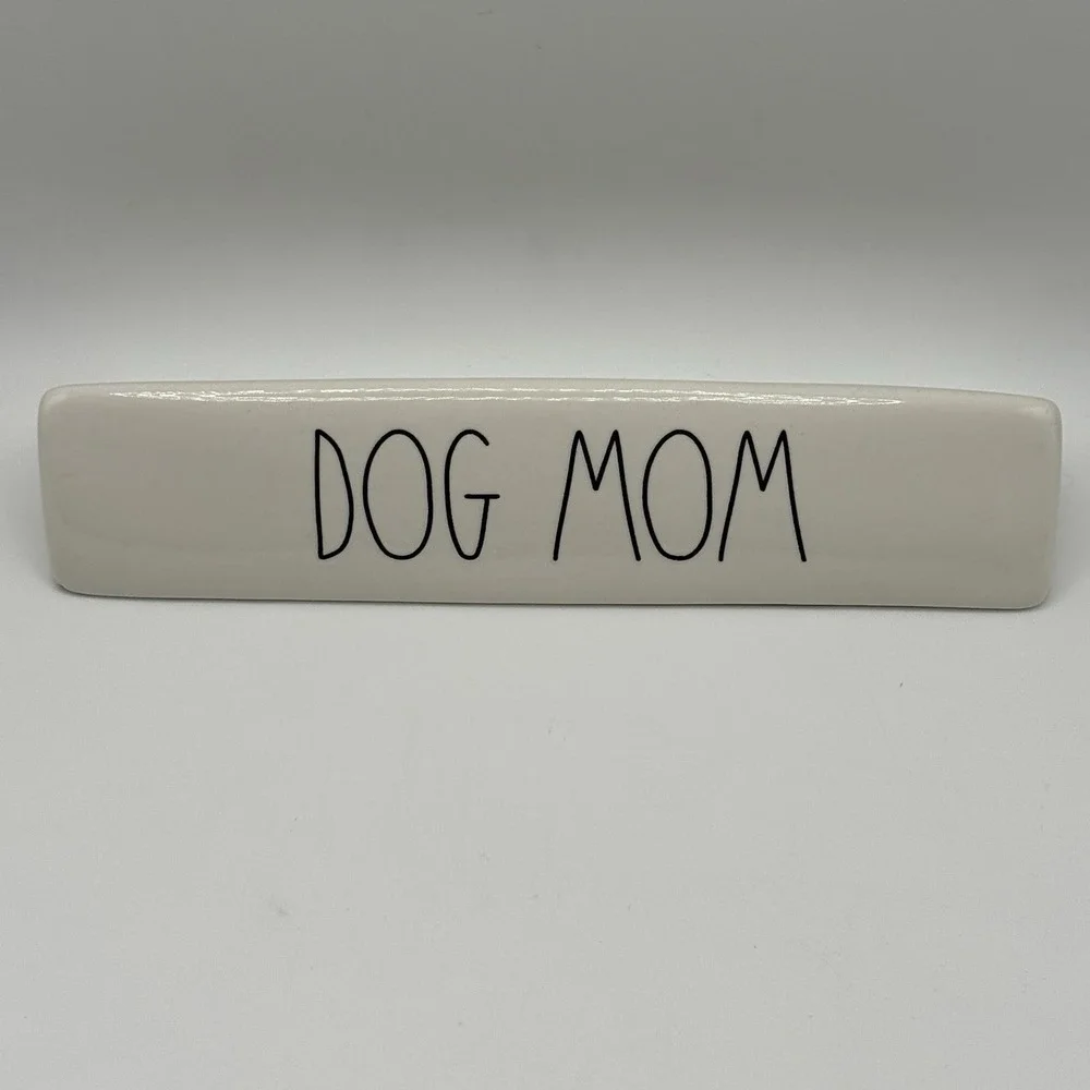Rae Dunn LL DOG MOM Desk Plaque Coffee Bar Decor Farmhouse Sign Statement